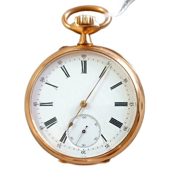French 18 carat gold open faced lever pocket watch Circa 1888