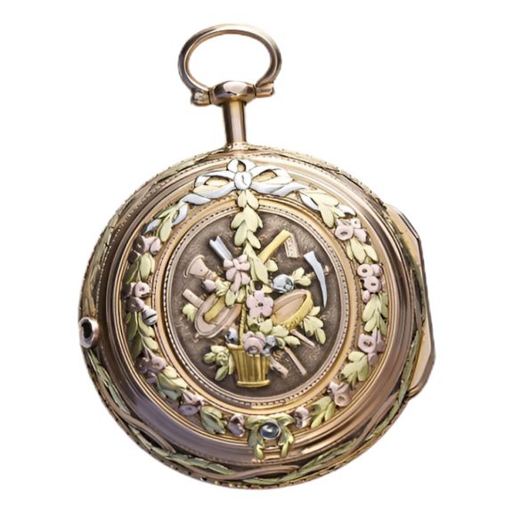 Rare French 18K gold verge watch with chased decoration Circa 1775 Rare French 18K gold verge watch with chased decoration Circa 1775