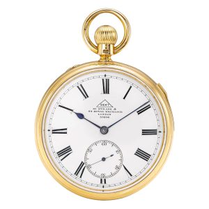 English gold open faced minute repeating lever Circa 1882