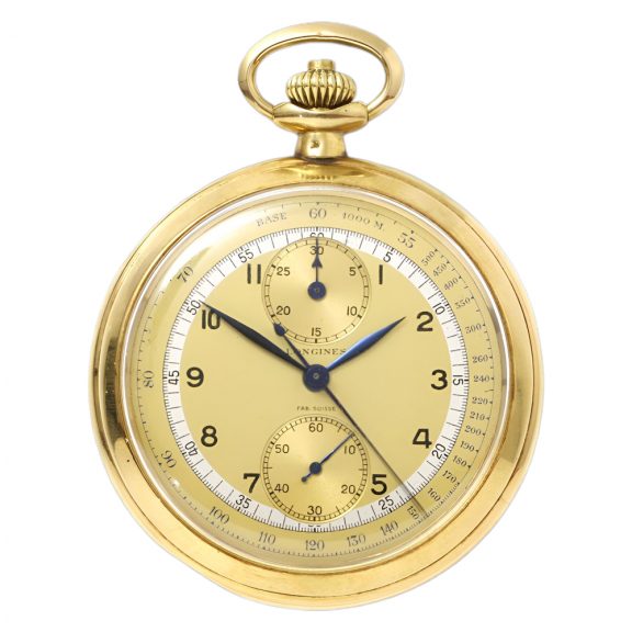 Swiss gold lever chronograph with tachometer Circa 1940
