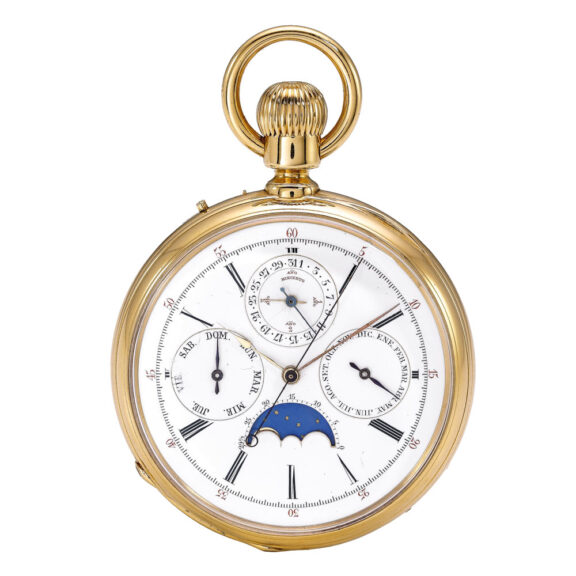 Swiss perpetual calendar watch with moon phases Circa 1870