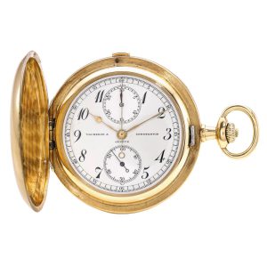 Swiss gold chronograph hunting cased watch Circa 1910