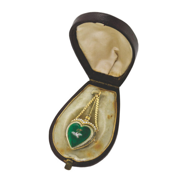 Swiss gold heart form pendant with concealed watch Circa 1810 Swiss gold heart form pendant with concealed watch Circa 1810