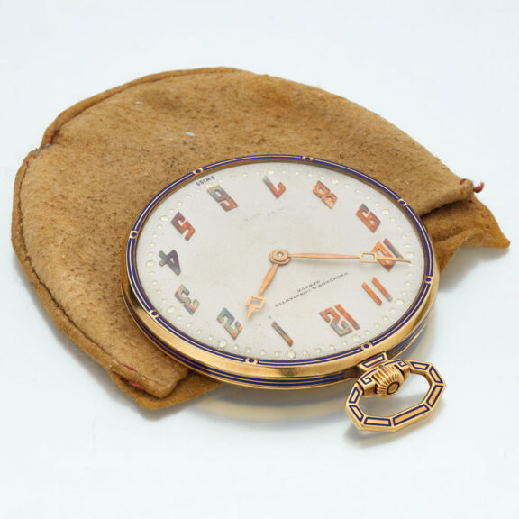 Swiss open faced lever with enamel decoration Circa 1910 Swiss open faced lever with enamel decoration Circa 1910