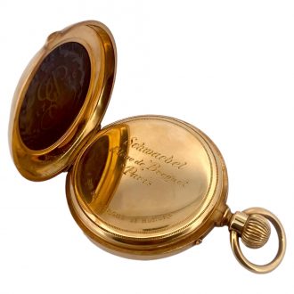 Swiss 18K yellow gold keyless lever pocket watch Circa 1910