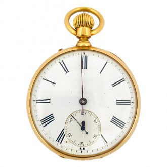 Swiss 18K yellow gold keyless lever pocket watch Circa 1910