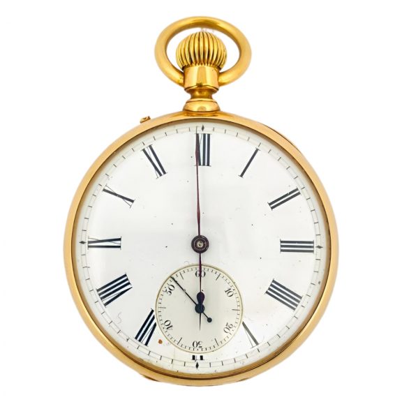 Swiss 18K yellow gold keyless lever pocket watch Circa 1910