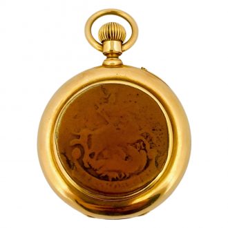 Swiss 18K yellow gold keyless lever pocket watch Circa 1910