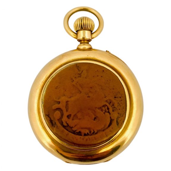 Swiss 18K yellow gold keyless lever pocket watch Circa 1910 Swiss 18K yellow gold keyless lever pocket watch Circa 1910