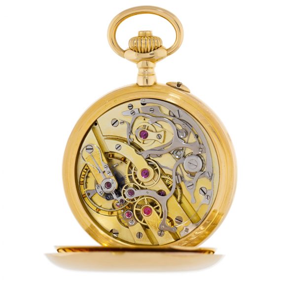 French 18K gold chronograph with 60 minute counter Circa 1906 French 18K gold chronograph with 60 minute counter Circa 1906