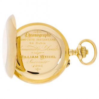 French 18K gold chronograph with 60 minute counter Circa 1906