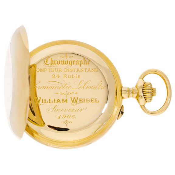 French 18K gold chronograph with 60 minute counter Circa 1906 French 18K gold chronograph with 60 minute counter Circa 1906