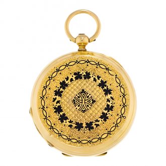 Swiss gold watch with decorative champlevé dial Circa 1890