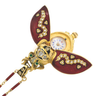 Swiss gold, enamel and diamond-set beetle-form watch Circa 1880