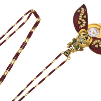 Swiss gold, enamel and diamond-set beetle-form watch Circa 1880