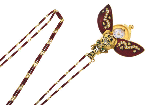 Swiss gold, enamel and diamond-set beetle-form watch Circa 1880 Swiss gold, enamel and diamond-set beetle-form watch Circa 1880