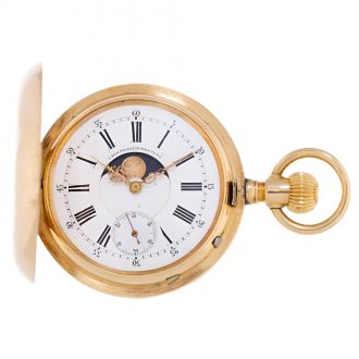 Swiss double dial calendar watch with moon phase Circa 1900