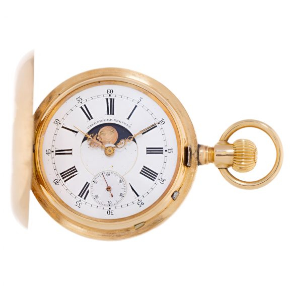 Swiss double dial calendar watch with moon phase Circa 1900 Swiss double dial calendar watch with moon phase Circa 1900