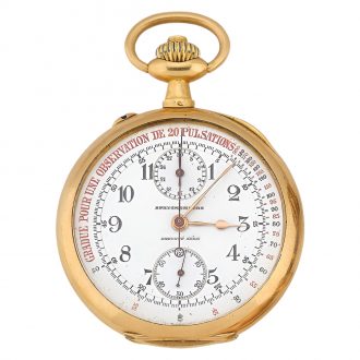 Rare Swiss 18K gold chronograph lever pocket watch Circa 1920