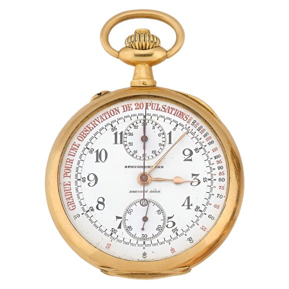Rare Swiss 18K gold chronograph lever pocket watch Circa 1920