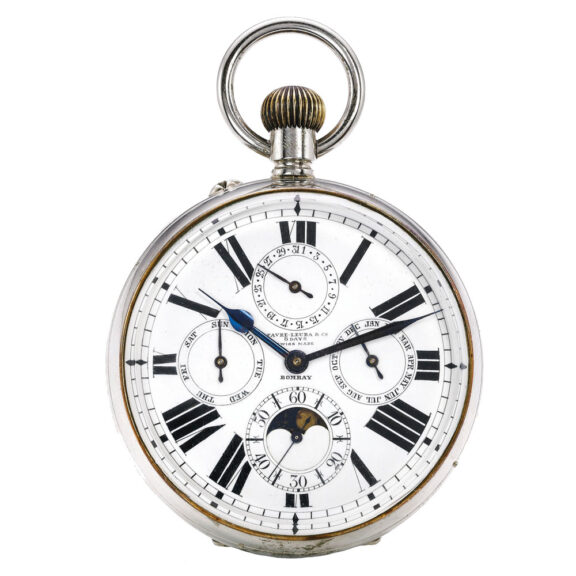 Oversized nickel 8-day astronomic goliath watch Circa 1900