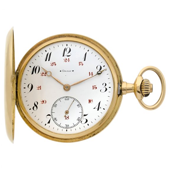 Swiss 18K yellow gold hunting cased pocket watch Circa 1900