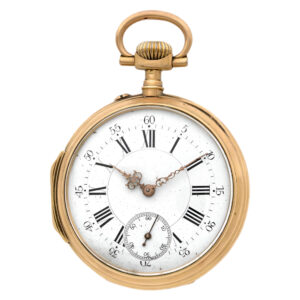 French 18K yellow gold open faced pocket lever watch Circa 1900