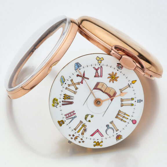 English gold verge watch with Masonic dial Circa 1810 English gold verge watch with Masonic dial Circa 1810