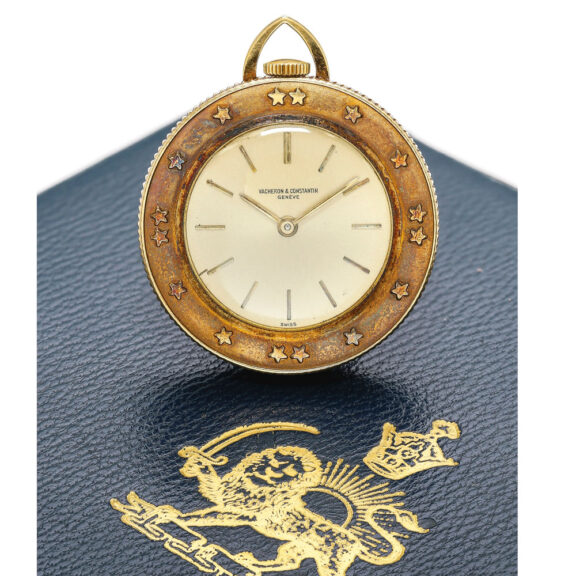 Swiss handkerchief watch depicting the Shah of Iran Circa 1970 Swiss handkerchief watch depicting the Shah of Iran Circa 1970