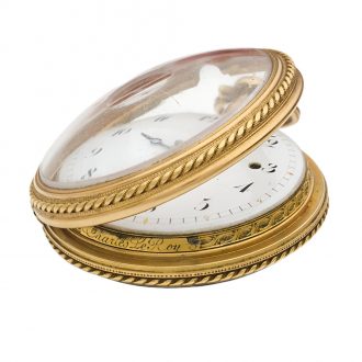French 18 carat gold and enamel repeating verge watch Circa 1780