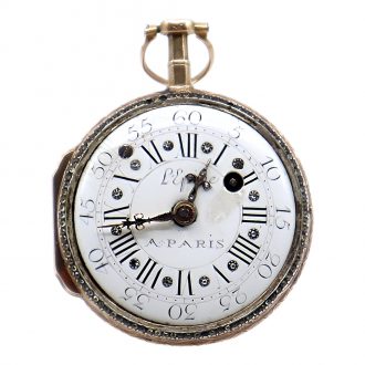 French 18K gold chased and engraved pocket watch Circa 1750