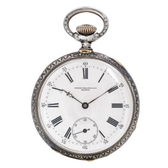 Fine Swiss silver open faced keyless watch made in 1882