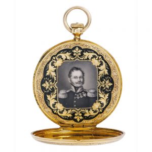 Rare Swiss gold watch with a miniature portrait Circa 1845