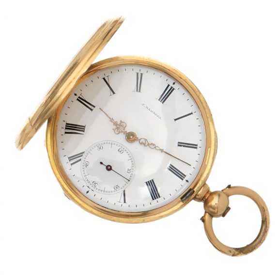 Swiss 14 carat gold hunting cased pocket watch Circa 1870