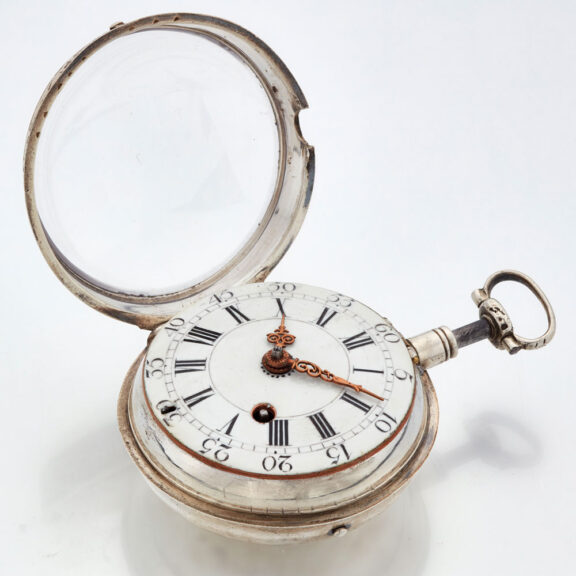 French early silver quarter repeating verge watch Circa 1725 French early silver quarter repeating verge watch Circa 1725