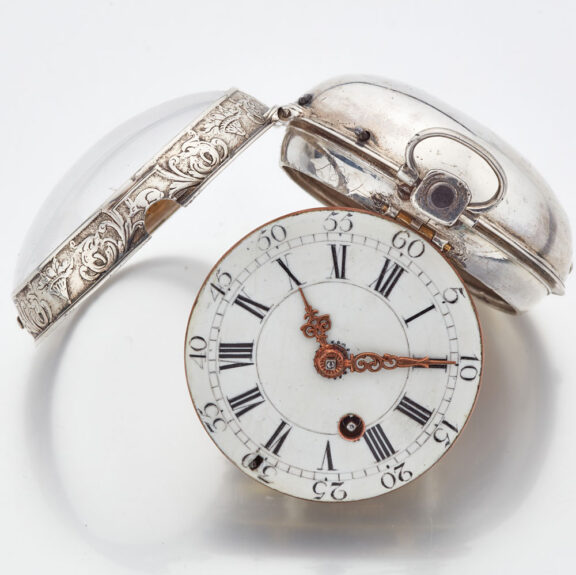 French early silver quarter repeating verge watch Circa 1725 French early silver quarter repeating verge watch Circa 1725