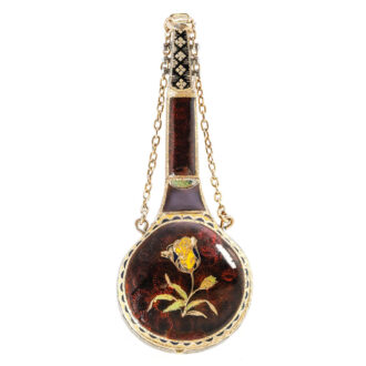 Swiss gold enamel and pearl-set form watch Circa 1850