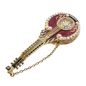 Swiss gold enamel and pearl-set form watch Circa 1850