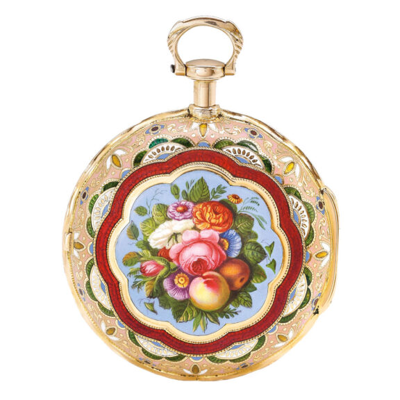 Very fine English pink gold and enamel watch Circa 1780