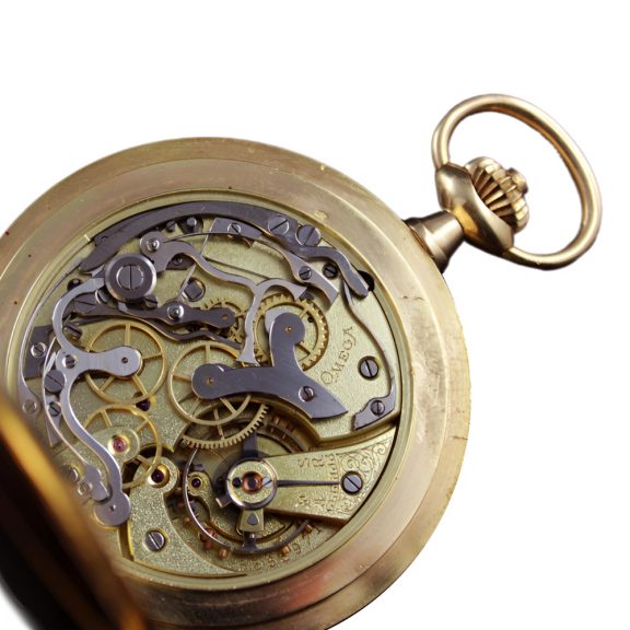 Swiss gold open faced tachymeter chronograph Circa 1910 Swiss gold open faced tachymeter chronograph Circa 1910