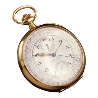 Swiss gold open faced tachymeter chronograph Circa 1910 Swiss gold open faced tachymeter chronograph Circa 1910