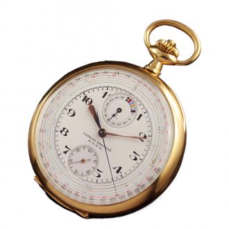 Swiss gold open faced tachymeter chronograph Circa 1910 Swiss gold open faced tachymeter chronograph Circa 1910