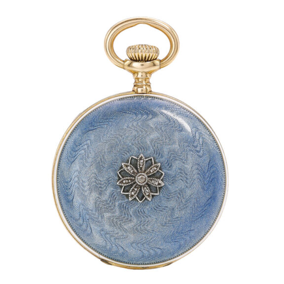 Fine Swiss yellow gold enamel and diamond watch Circa 1904