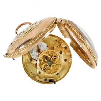 Small French 18K gold open faced verge pocket watch Circa 1790