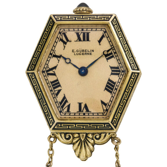 Fine Swiss hexagonal gold and enamel watch Circa 1925 Fine Swiss hexagonal gold and enamel watch Circa 1925