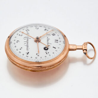 Swiss 18 carat gold open faced calender watch Circa 1810 Swiss 18 carat gold open faced calender watch Circa 1810