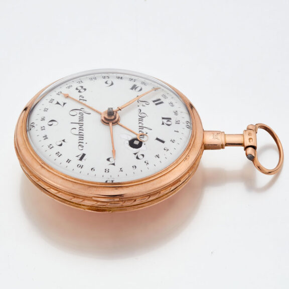 Swiss 18 carat gold open faced calender watch Circa 1810 Swiss 18 carat gold open faced calender watch Circa 1810