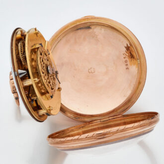 Swiss 18 carat gold open faced calender watch Circa 1810 Swiss 18 carat gold open faced calender watch Circa 1810
