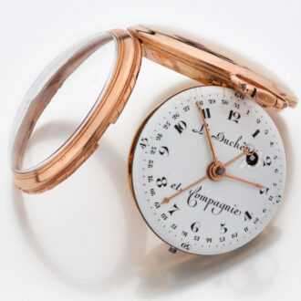 Swiss 18 carat gold open faced calender watch Circa 1810 Swiss 18 carat gold open faced calender watch Circa 1810