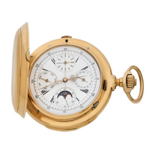 Swiss 18K gold repeating chronograph watch with triple date Circa 1890